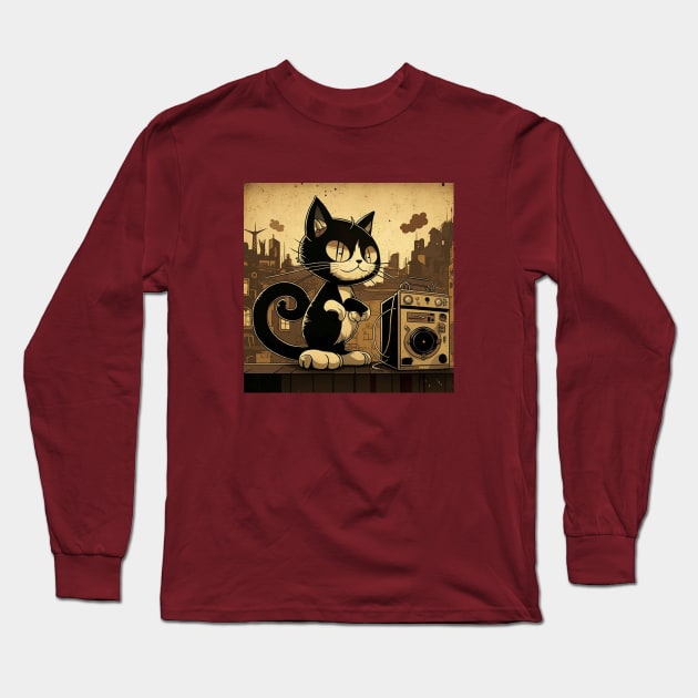 Vintage illustration of Felix The Cat Long Sleeve T-Shirt by KOTYA